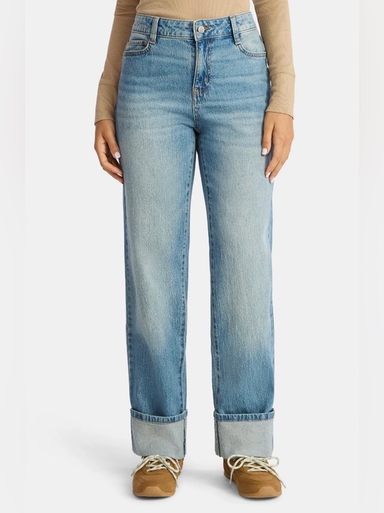 Time and Tru Denim - *NWT* Time and Tru High Rise Straight Leg Cuffed Denim Jeans, Size 8